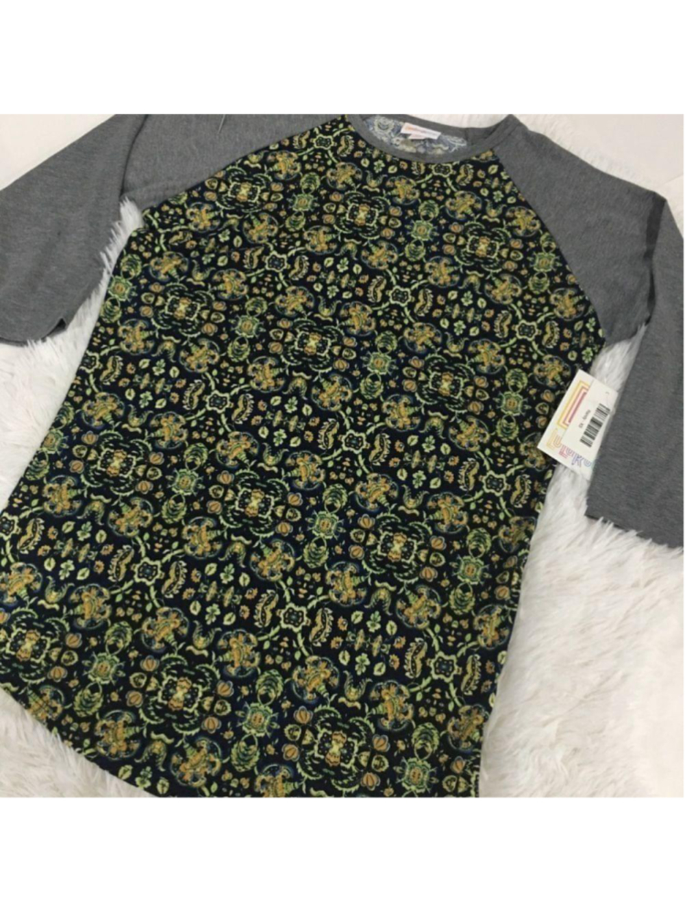 LULAROE Randy XS New Gray sleeves floral paisley